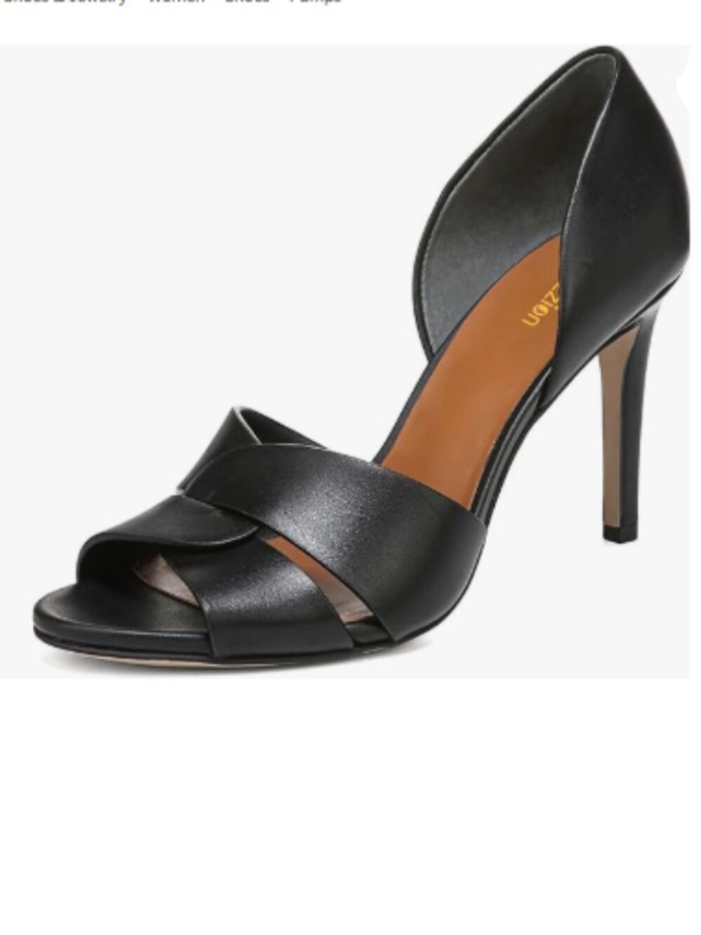 Pazzion Black Sexy Open Toe High Heeled D'Orsay Pump Slip On Two Piece Sandal
